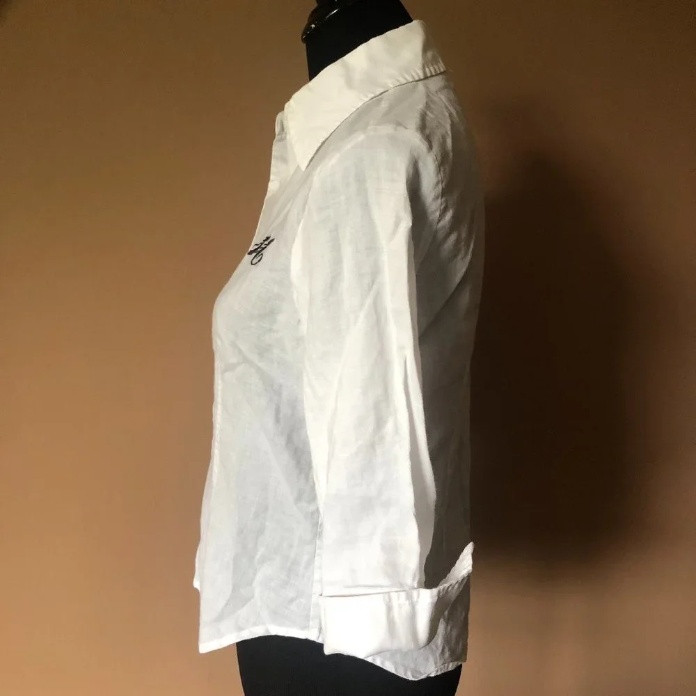 Allison Taylor Monogramed Linen Blouse "M" - Picture 3 of 5